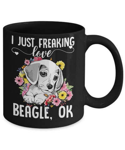 Dog I Just Freaking Love Beagle Mug-Coffee Mug-11oz Mug-Black