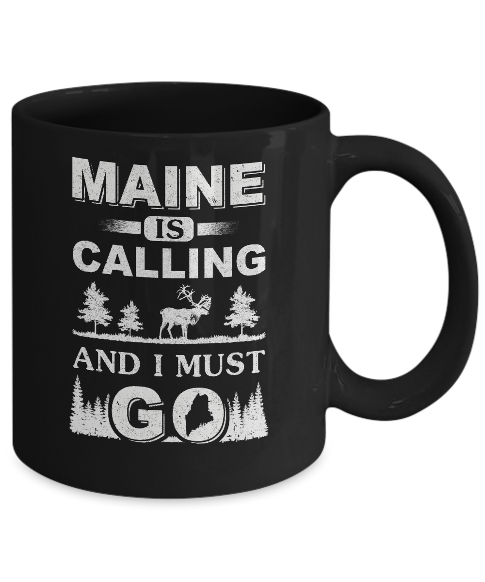 Maine Is Calling And I Must Go Travelling Mug-Coffee Mug-11oz Mug-Black