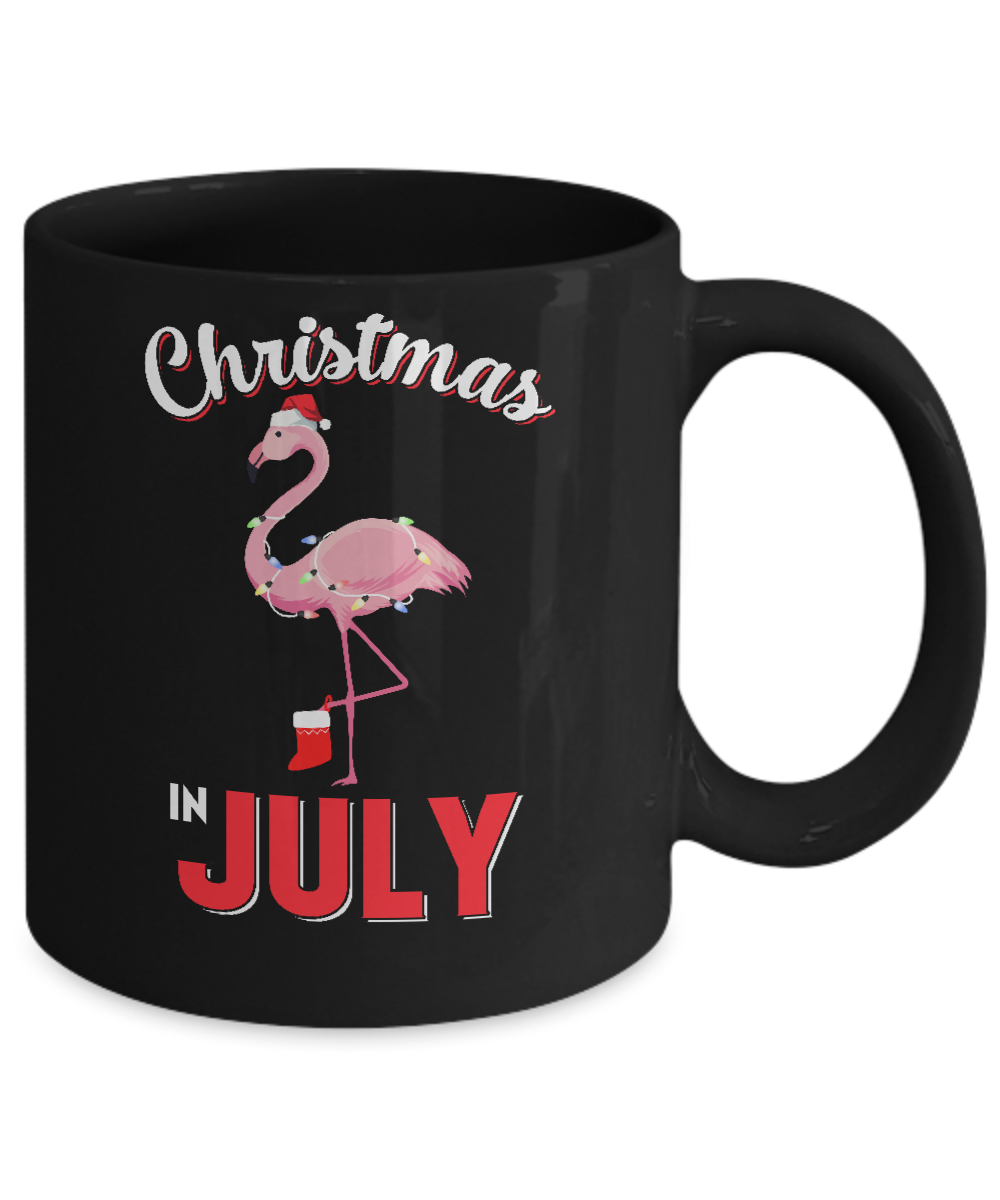 Funny Party X-Mas Flamingo Christmas In July Mug-Coffee Mug-11oz Mug-Black