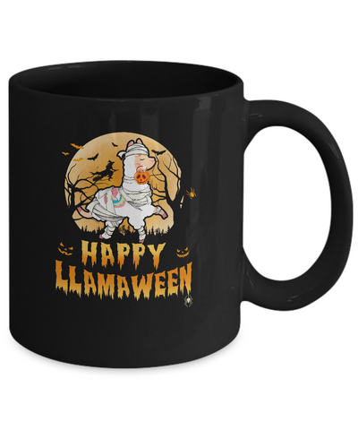 Happy Llamaween Funny Halloween Llama Costume Gift Mug-Coffee Mug-11oz Mug-Black