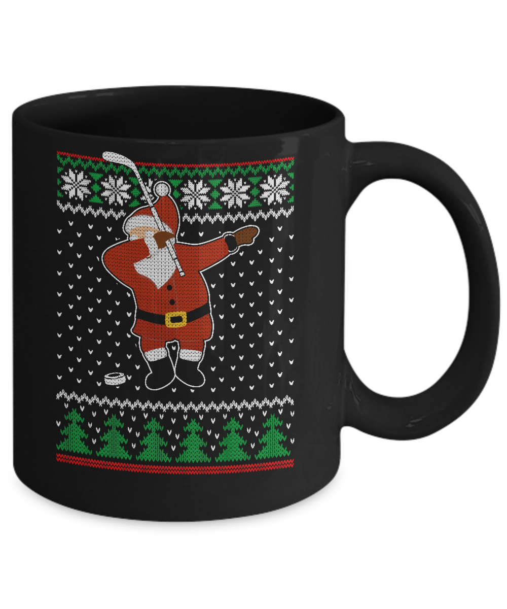 Dabbing Santa Hockey Ugly Sweater Christmas Mug-Coffee Mug-11oz Mug-Black