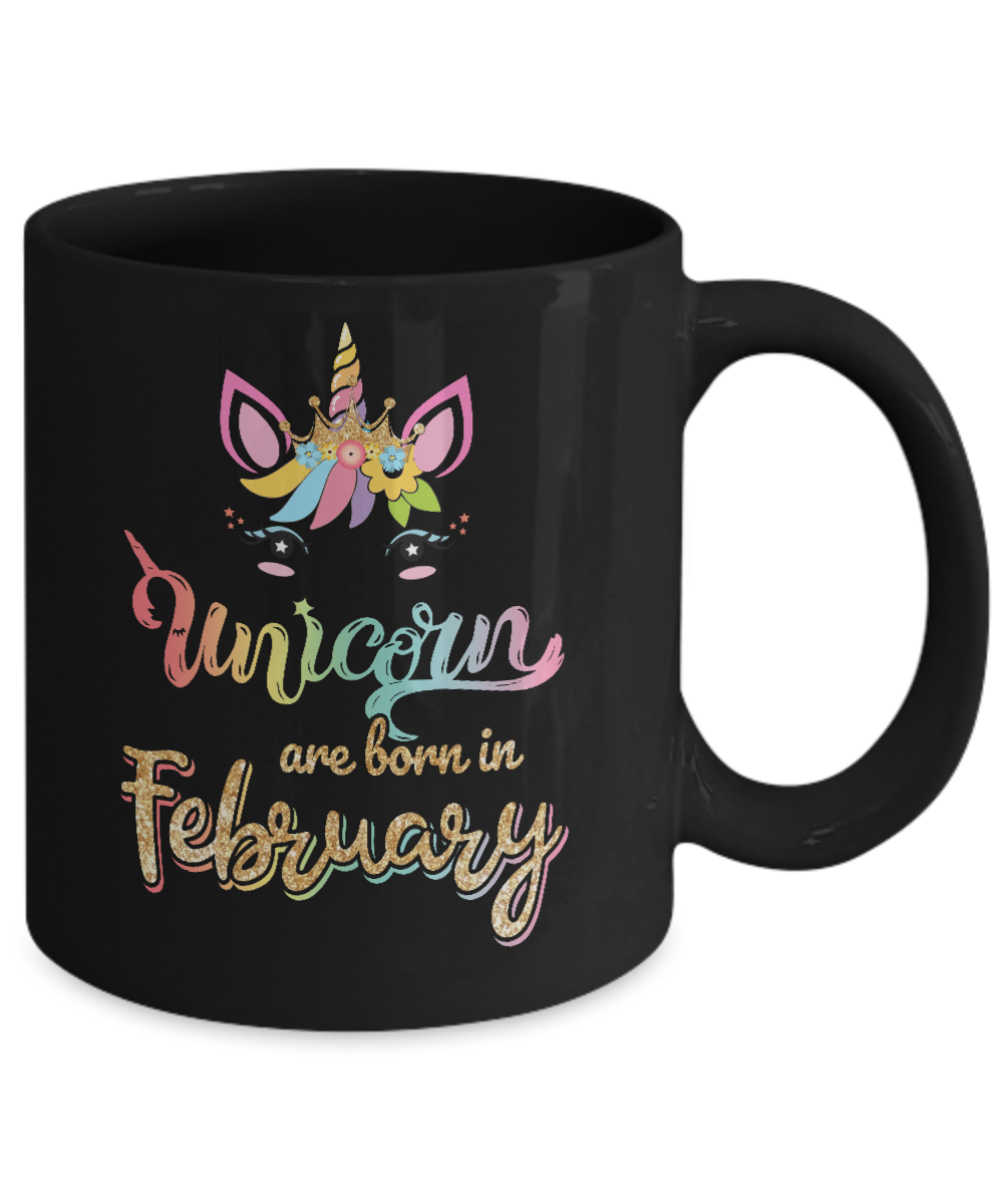 Cute Unicorns Are Born In February Birthday Gift Mug-Coffee Mug-11oz Mug-Black