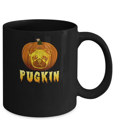 Pugkin Funny Pumpkin Pug Halloween Mug-Coffee Mug-11oz Mug-Black