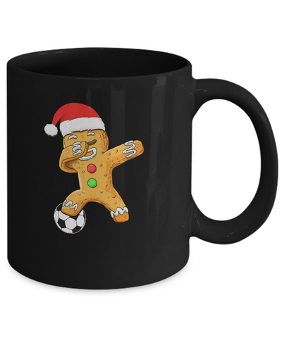 Dabbing Gingerbread Santa Soccer Christmas Pajama Gifts Mug-Coffee Mug-11oz Mug-Black
