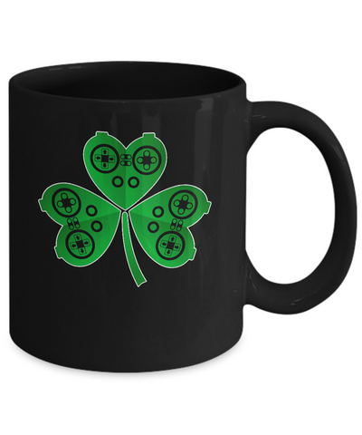 Video Game Controller St Patrick's Day Shamrock Gift Boys Mug-Coffee Mug-11oz Mug-Black