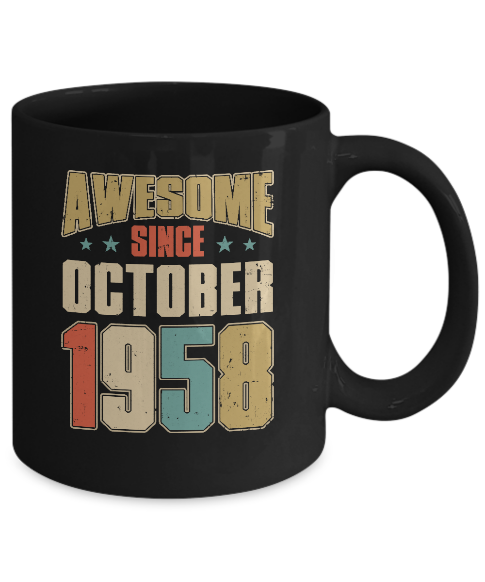 Vintage Retro Awesome Since October 1958 63th Birthday Mug-Coffee Mug-11oz Mug-Black