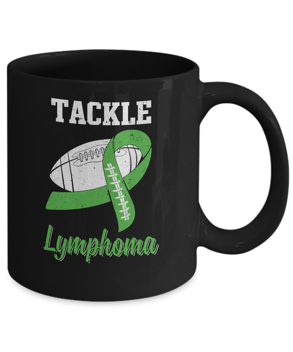 Football Survivor Tackle Green Lymphoma Awareness Mug-Coffee Mug-11oz Mug-Black