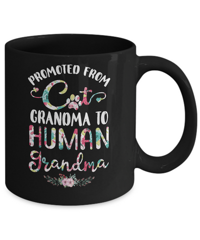 Floral Promoted From Dog Grandma To Human Grandma Gift Mug-Coffee Mug-11oz Mug-Black