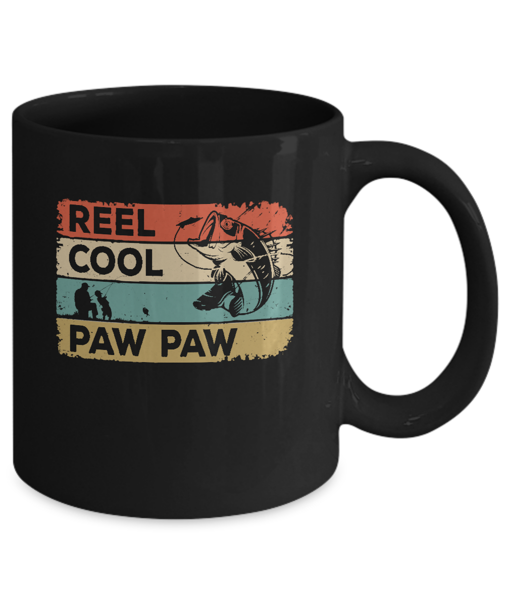 Vintage Reel Cool Paw Paw Fish Fishing Fathers Day Mug