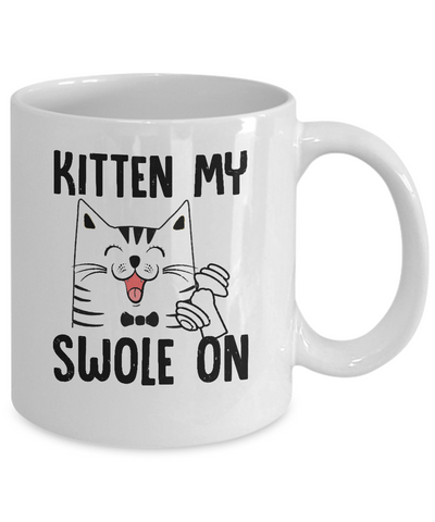 Kitten My Swole On Cat Fitness Gym Mug-Coffee Mug-11oz Mug-White