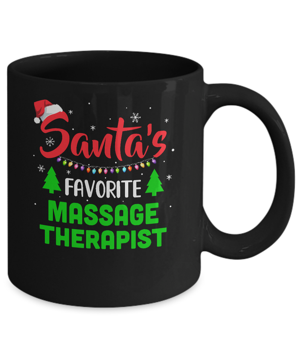 Santa's Favorite Massage Therapist Funny Christmas Xmas Gifts Mug-Coffee Mug-11oz Mug-Black