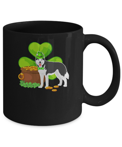 Husky St Patrick's Day Irish Dog Lover Funny Gifts Mug-Coffee Mug-11oz Mug-Black