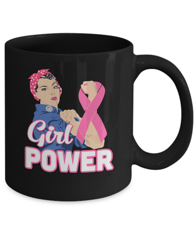 Girl Power Breast Cancer Awareness Month Mug-Coffee Mug-11oz Mug-Black