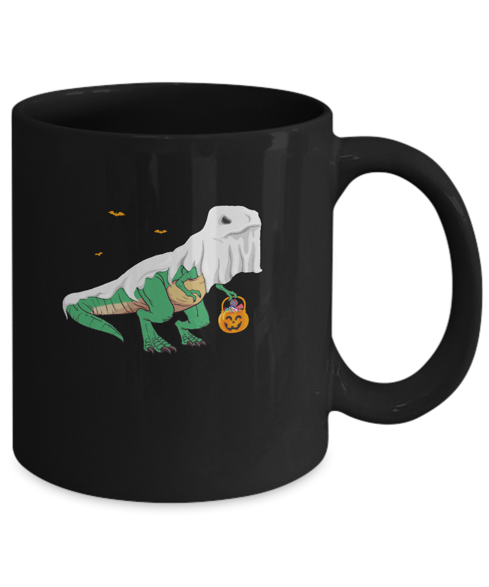Halloween T Rex Dinosaur Ghost Trick Or Treat Mug-Coffee Mug-11oz Mug-Black