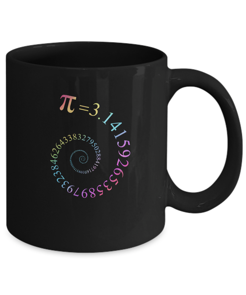 Pi Spiral Galaxy Color Math Pi Day Mug-Coffee Mug-11oz Mug-Black