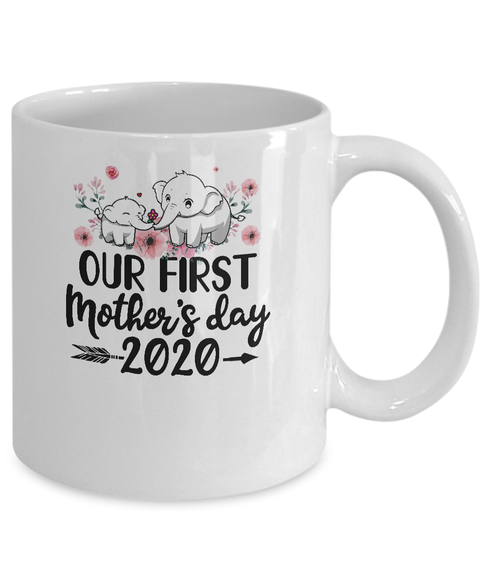 Our First Mothers Day Mom Baby Baby Matching 2020 Elephant Mug-Coffee Mug-11oz Mug-White