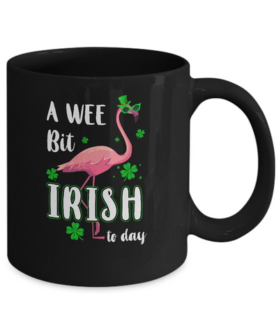A Wee Bit Irish Today Green Flamingo St Patrick's Day Mug-Coffee Mug-11oz Mug-Black