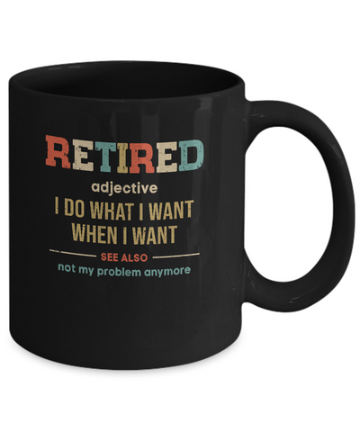 Vintage Retired Definition Funny Retirement Gift Mug-Coffee Mug-11oz Mug-Black