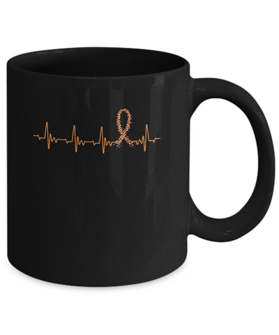 MS Leukemia Awareness Orange Ribbon Heartbeat Mug-Coffee Mug-11oz Mug-Black