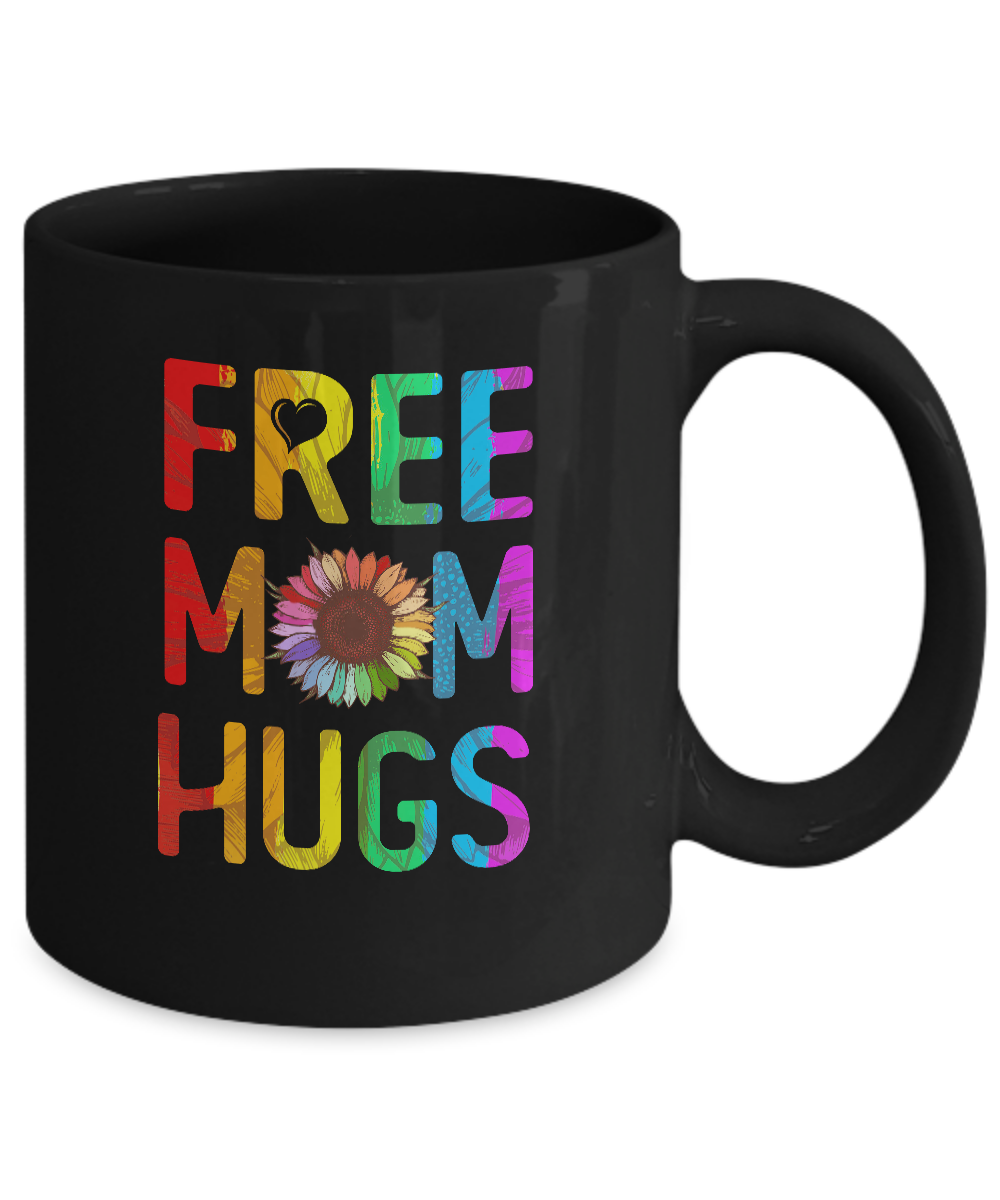 Flower Free Mom Hugs Pride LGBT Mug-Coffee Mug-11oz Mug-Black
