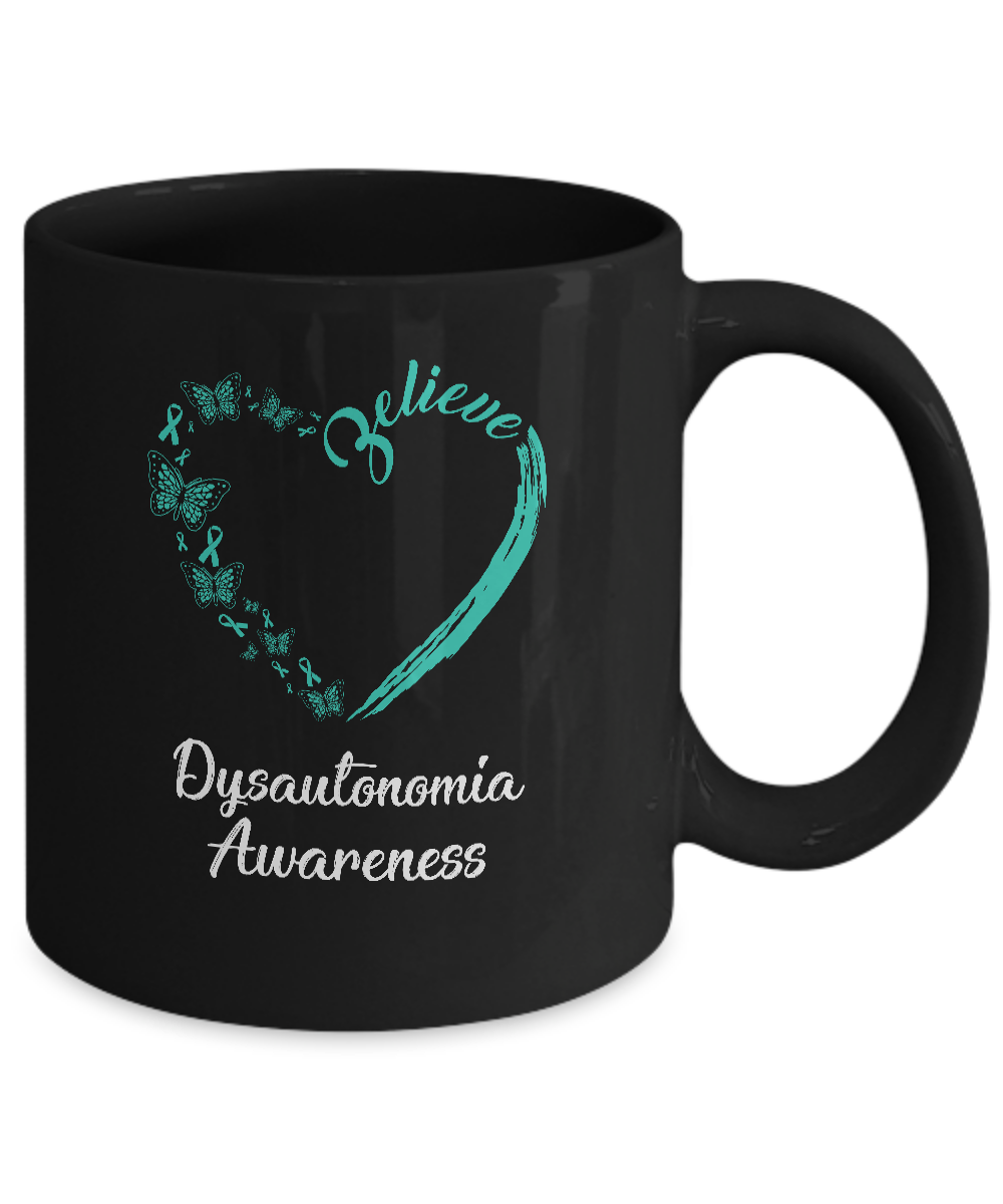 Butterfly Believe Dysautonomia Awareness Ribbon Gifts Mug-Coffee Mug-11oz Mug-Black