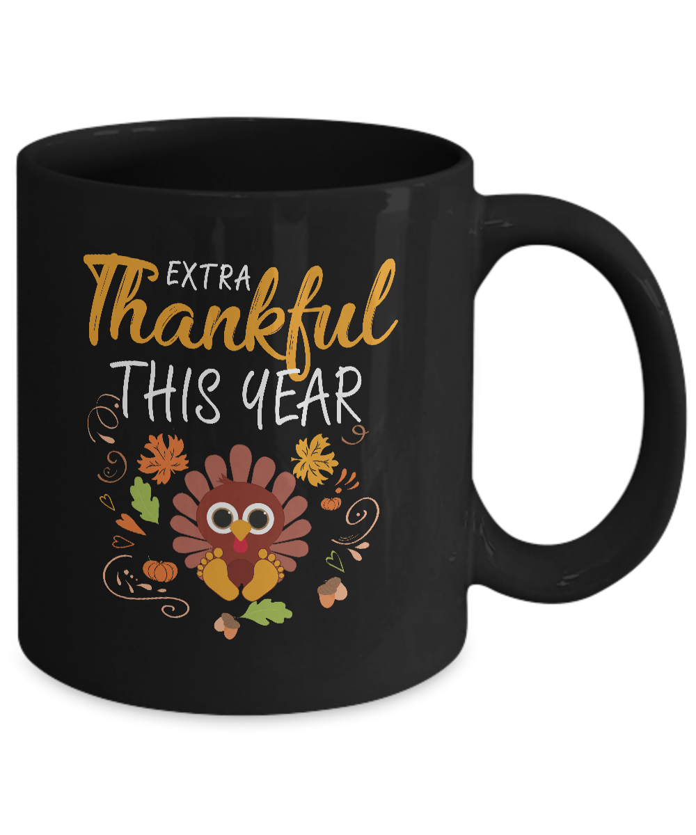 Thankful Pregnancy Mom Turkey Thanksgiving Mug-Coffee Mug-11oz Mug-Black