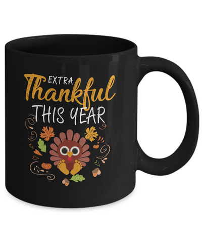 Thankful Pregnancy Mom Turkey Thanksgiving Mug-Coffee Mug-11oz Mug-Black