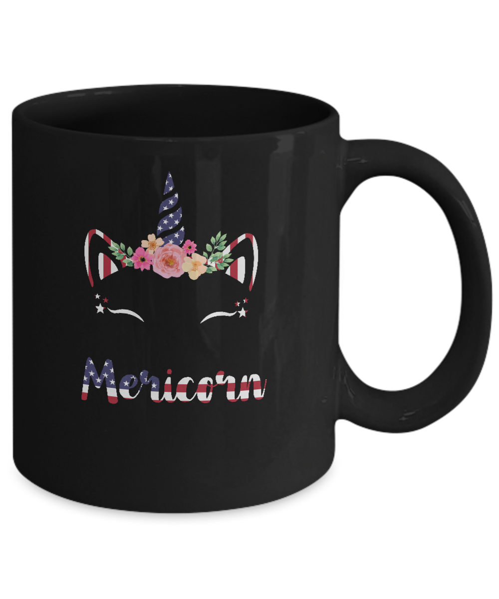 Independence Day Patriotic 4Th Of July Cat Unicorn Mericorn Mug-Coffee Mug-11oz Mug-Black