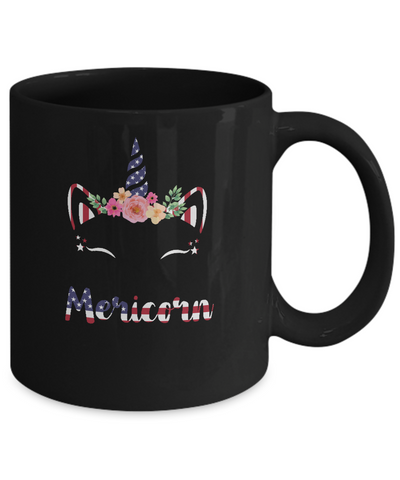 Independence Day Patriotic 4Th Of July Cat Unicorn Mericorn Mug-Coffee Mug-11oz Mug-Black