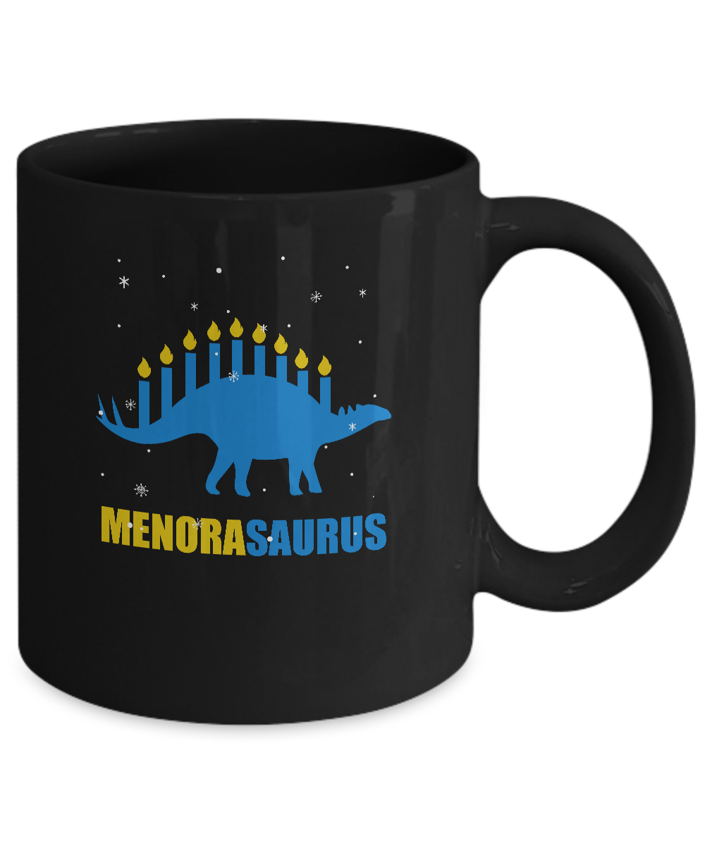 Funny Hanukkah Dinosaur Menorah Stegosaurus Menorasaurus Mug-Coffee Mug-11oz Mug-Black