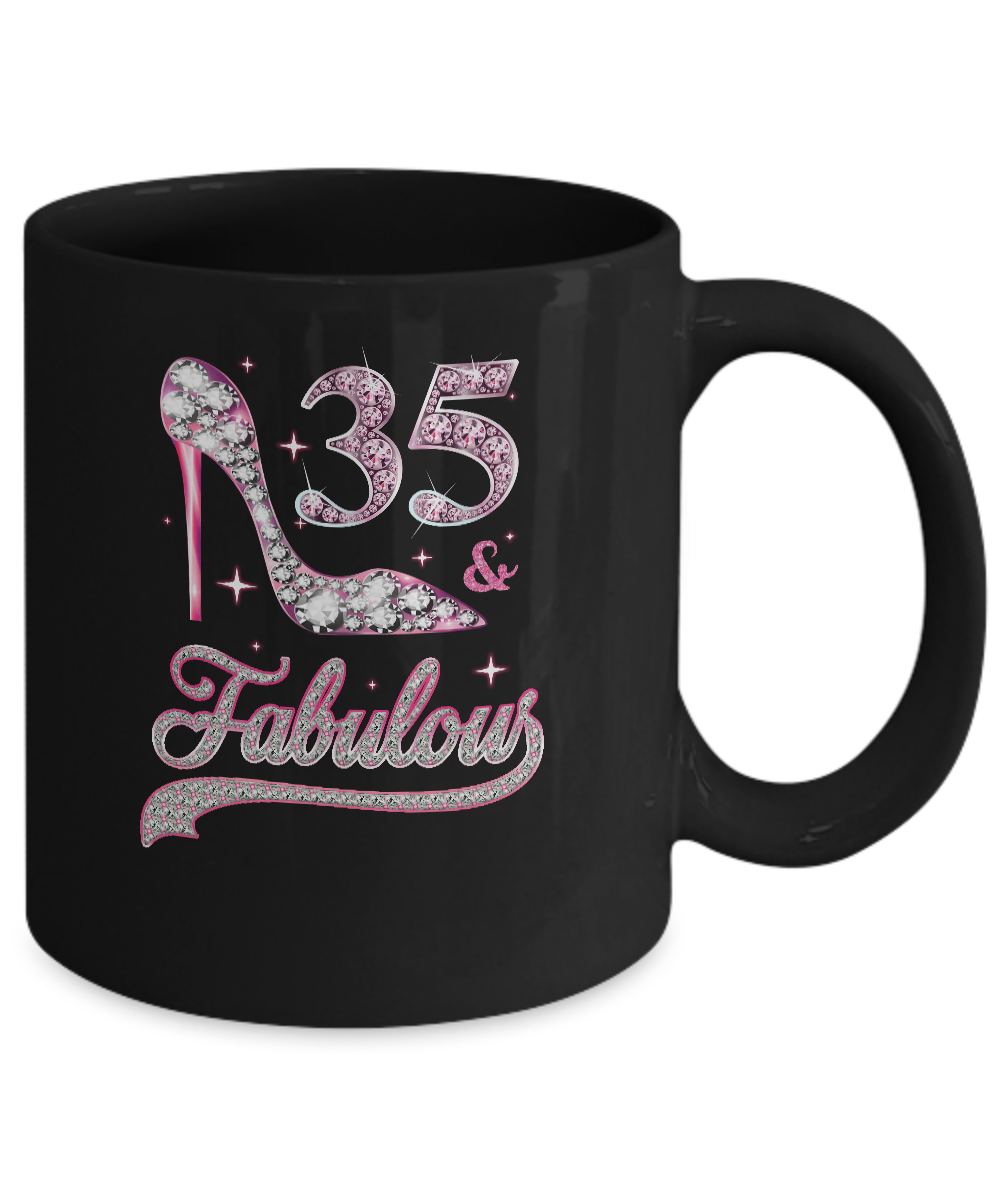 35 And Fabulous 35 Years Old 1986 35th Birthday Gift Mug-Coffee Mug-11oz Mug-Black