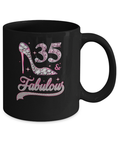 35 And Fabulous 35 Years Old 1986 35th Birthday Gift Mug-Coffee Mug-11oz Mug-Black