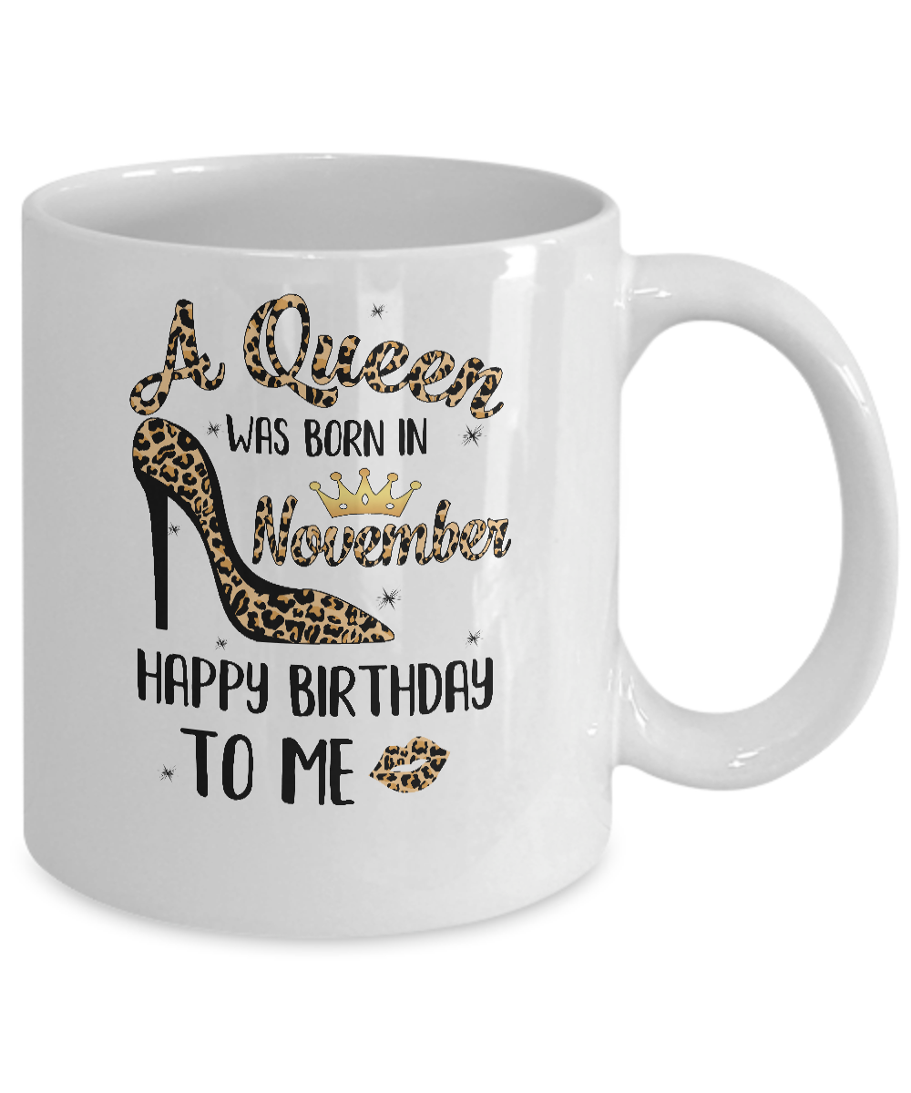 Born In November Girl Leopard High Heels Birthday Women Gift Mug-Coffee Mug-11oz Mug-White