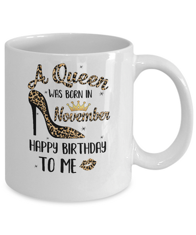 Born In November Girl Leopard High Heels Birthday Women Gift Mug-Coffee Mug-11oz Mug-White