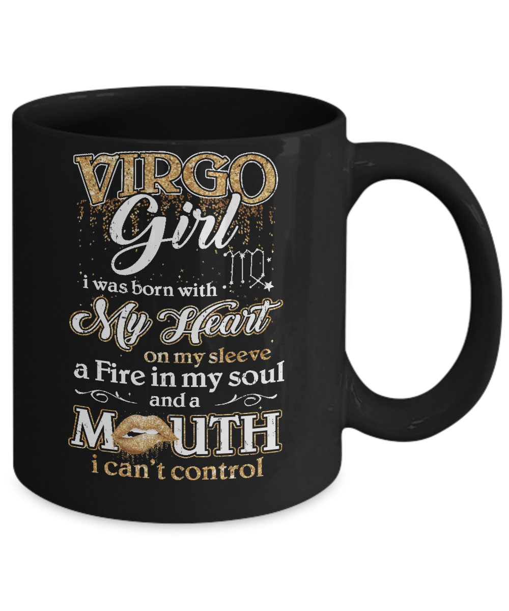 I'm A Virgo Girl Lipstick August September Funny Zodiac Birthday Mug-Coffee Mug-11oz Mug-Black