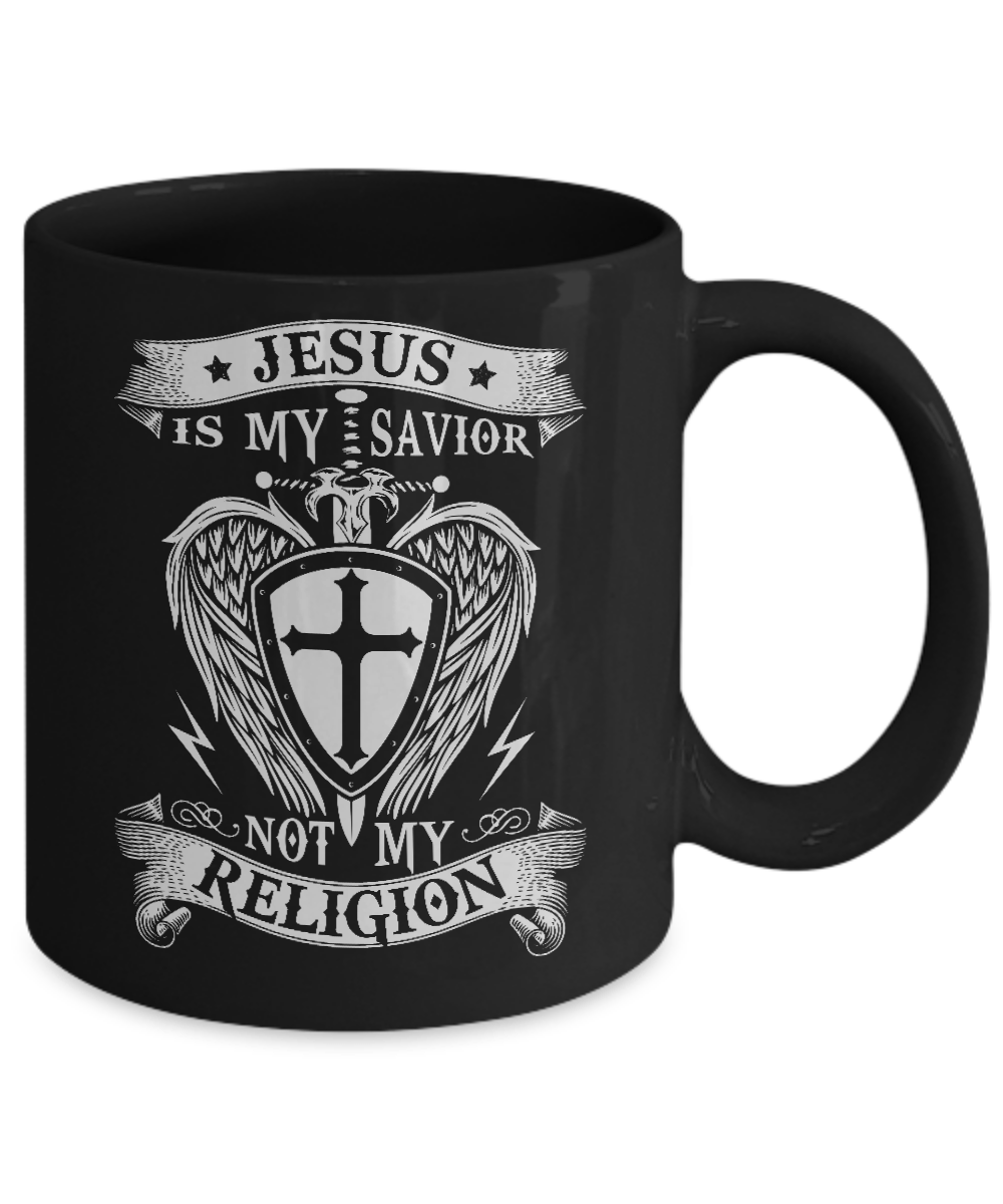 Knight Templar Jesus Is My Savior Not My Religion Mug-Coffee Mug-11oz Mug-Black