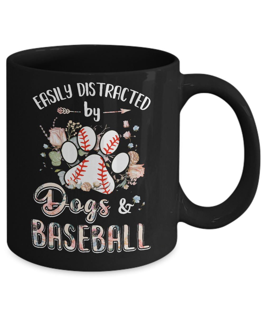 Easily Distracted By Dogs And Baseball Mug-Coffee Mug-11oz Mug-Black