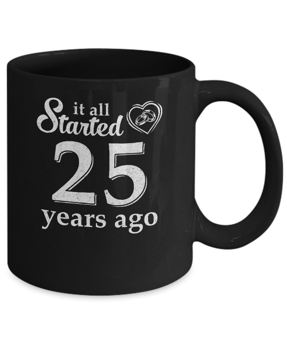 25Th Wedding Anniversary Married Couples 1996 Husband Wife Mug-Coffee Mug-11oz Mug-Black