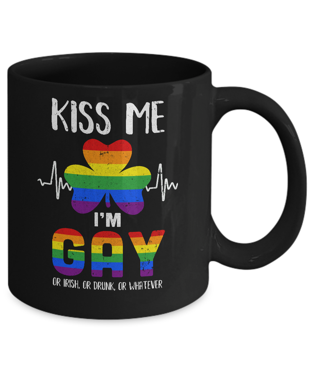 Kiss Me I'm Gay Or Irish Or Drunk St Patrick's Day Mug-Coffee Mug-11oz Mug-Black
