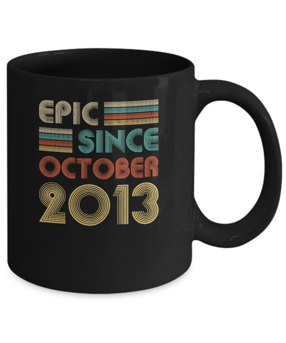 Epic Since October 2013 Vintage 8th Birthday Gifts Youth Mug-Coffee Mug-11oz Mug-Black