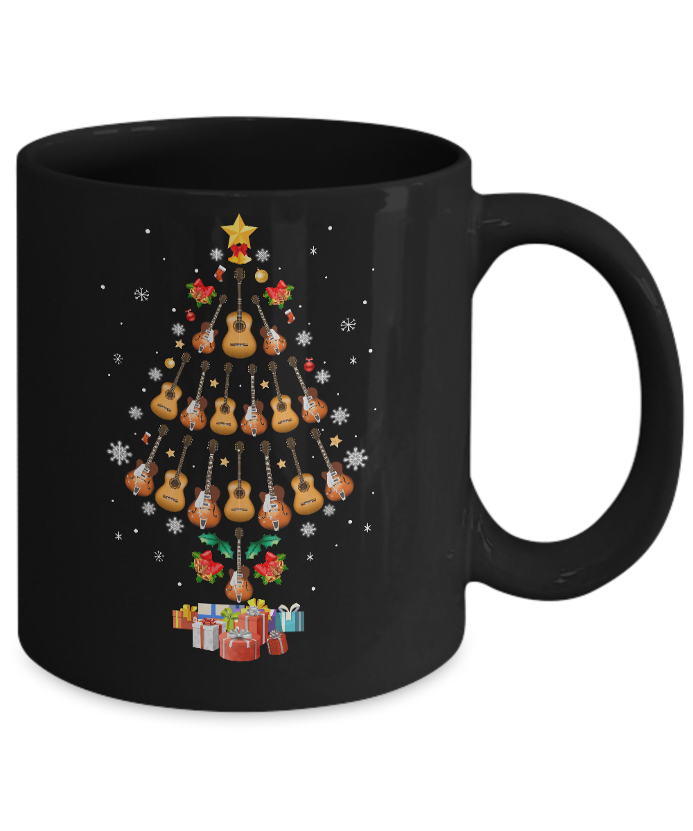Music Guitar Christmas Tree Merry Xmas Gift Mug-Coffee Mug-11oz Mug-Black