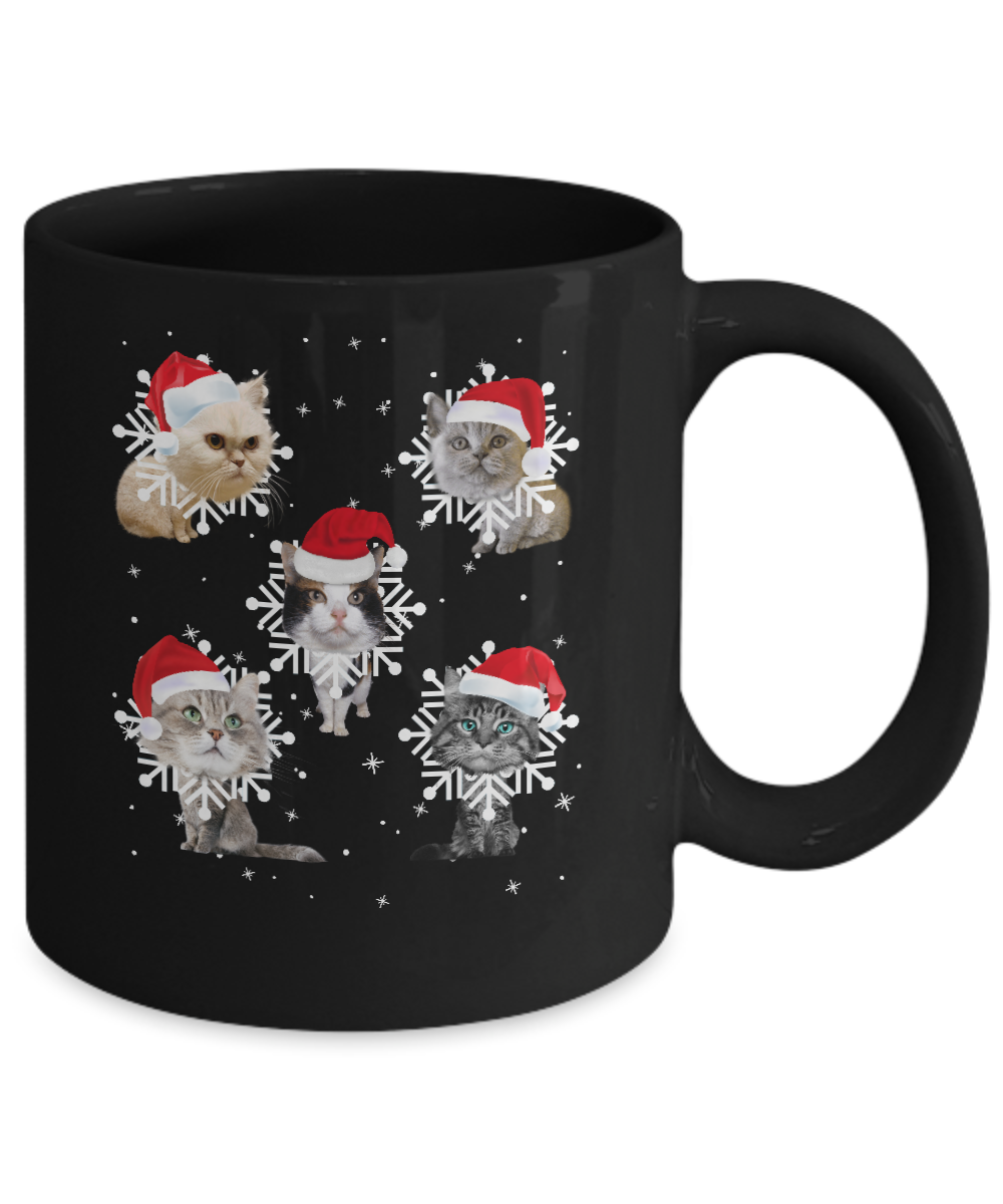 Cute Cat's Christmas Snowflakes Cat Claus Mug-Coffee Mug-11oz Mug-Black