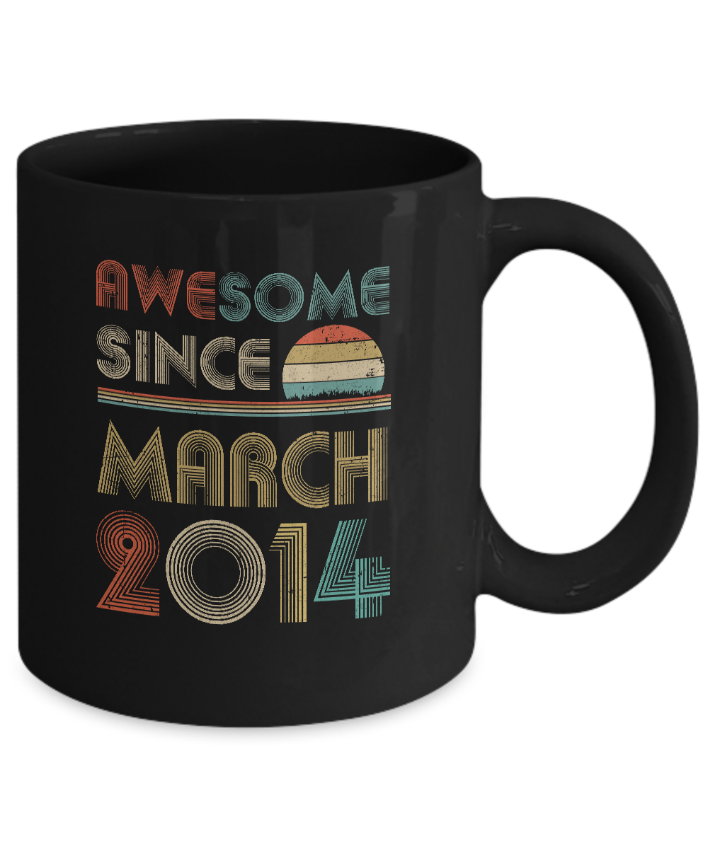 Awesome Since March 2014 Vintage 7th Birthday Gifts Youth Mug-Coffee Mug-11oz Mug-Black