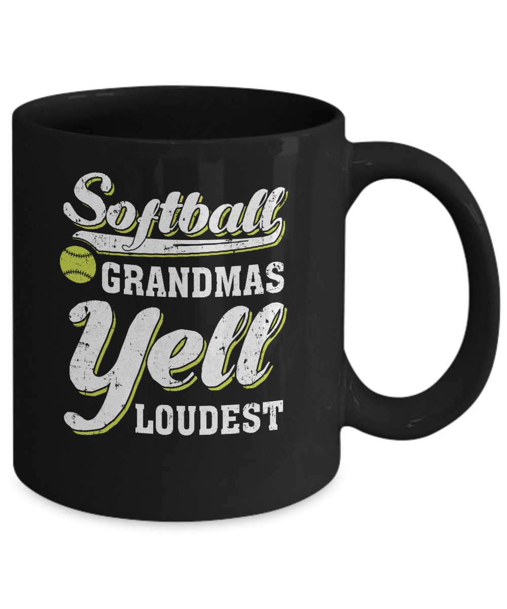 Softball Grandmas Yell Loudest Mug-Coffee Mug-11oz Mug-Black