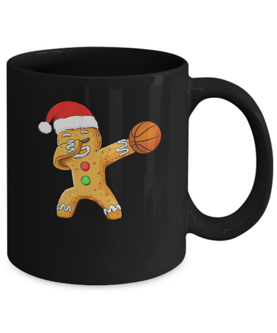 Dabbing Gingerbread Santa Basketball Christmas Pajama Gifts Mug-Coffee Mug-11oz Mug-Black