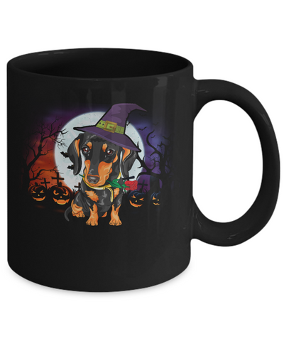 Cute Halloween Dachshund Puppy Pumpkins Mug-Coffee Mug-11oz Mug-Black