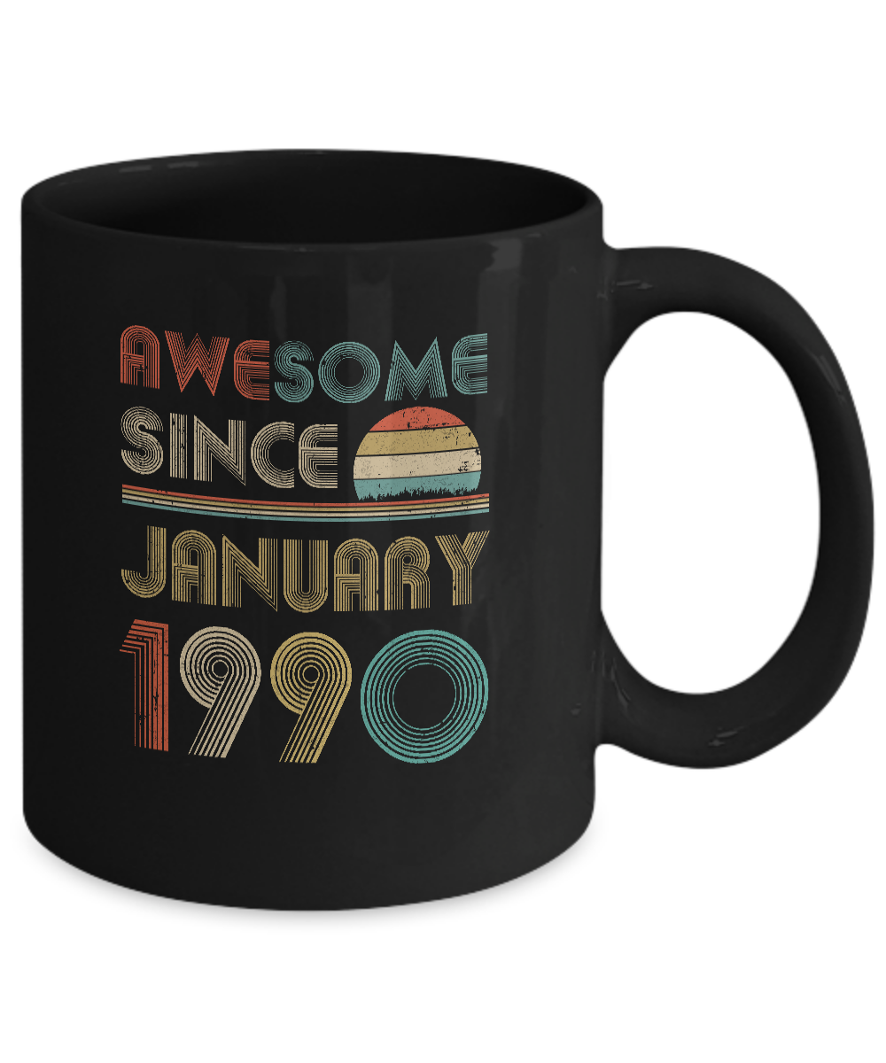 Awesome Since January 1990 Vintage 31th Birthday Gifts Mug-Coffee Mug-11oz Mug-Black
