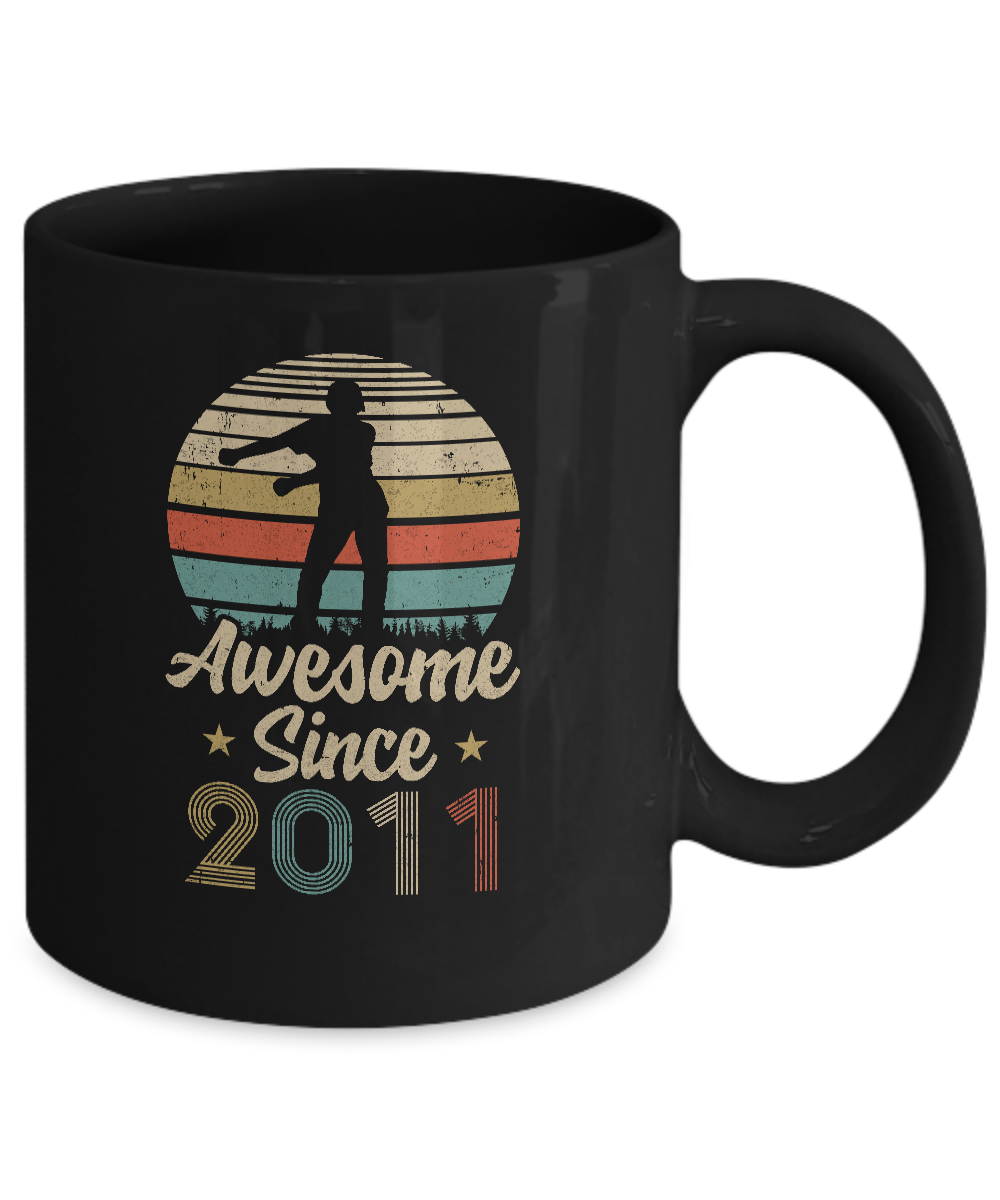 Vintage Flossing Awesome Since 2011 10th Birthday Gift Youth Mug-Coffee Mug-11oz Mug-Black