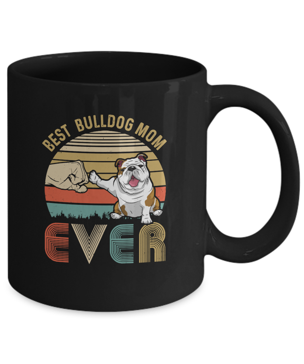 Vintage Best Bulldog Dad Ever Bump Fit Funny Dad Gifts Mug-Coffee Mug-11oz Mug-Black