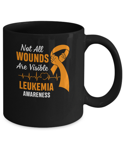 Leukemia Awareness Orange Not All Wounds Are Visible Mug-Coffee Mug-11oz Mug-Black